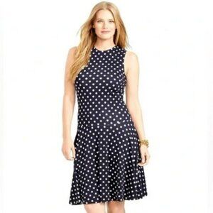 Ralph Lauren Navy & White Polka Dot Sleveless Dress